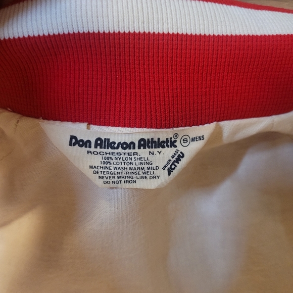 Bright Red Satin Varsity Jacket with Sporty Number Design - Picture 2 of 12